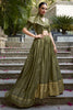 Lovable Mehendi Green Zari Weaving Silk Mehendi Wear Lehenga Choli