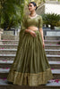 Lovable Mehendi Green Zari Weaving Silk Mehendi Wear Lehenga Choli