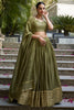 Lovable Mehendi Green Zari Weaving Silk Mehendi Wear Lehenga Choli