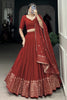 Awesome Red Zari Weaving Silk Event Wear Lehenga Choli With Dupatta
