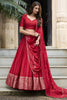 Delightful Red Zari Weaving Chanderi Silk Wedding Wear Lehenga Choli