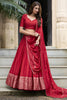 Delightful Red Zari Weaving Chanderi Silk Wedding Wear Lehenga Choli