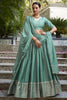 Stunning Sea Green Zari Weaving Chanderi Silk Event Wear Lehenga Choli