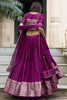 Glorious Wine Zari Weaving Chanderi Silk Event Wear Lehenga Choli