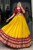 Stunning Mustard-Yellow Zari Weaving Chanderi Haldi Wear Lehenga Choli