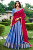 Amazing Royal Blue Zari Weaving Silk Function Wear Lehenga Choli