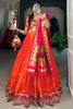Outstanding Orange Jacquard Silk Zari Weaving Traditional Lehenga Choli