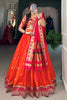 Outstanding Orange Jacquard Silk Zari Weaving Traditional Lehenga Choli