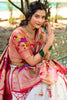Outstanding White Zari Weaving Jacquard Silk Lehenga Choli