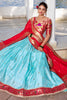 Gorgeous Sky-Blue Zari Weaving Silk Paithani Lehenga Choli