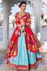 Gorgeous Sky-Blue Zari Weaving Silk Paithani Lehenga Choli