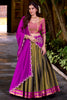 Wonderful Olive Green Weaving Kanchipuram Silk Onam Wear Half Saree Lehenga