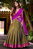 Wonderful Olive Green Weaving Kanchipuram Silk Onam Wear Half Saree Lehenga