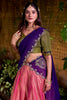 Beautiful Peach Zari Weaving Silk Festival Wear Half Saree Lehenga Choli