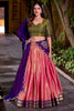 Beautiful Peach Zari Weaving Silk Festival Wear Half Saree Lehenga Choli