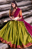 Magnetic Green Kanchipuram Silk Onam Special Half Saree Lehenga