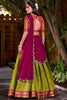 Magnetic Green Kanchipuram Silk Onam Special Half Saree Lehenga
