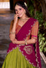 Magnetic Green Kanchipuram Silk Onam Special Half Saree Lehenga