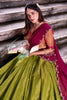 Magnetic Green Kanchipuram Silk Onam Special Half Saree Lehenga