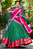 Dazzling Green Zari Weaving Art Silk Half Saree Lehenga