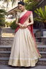 Delightful Off-White Zari Weaving Jacquard Traditional Lehenga Choli