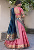 Magnificent Light Pink Zari Weaving Silk Lehenga Choli With Dupatta