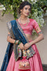 Magnificent Light Pink Zari Weaving Silk Lehenga Choli With Dupatta