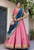 Magnificent Light Pink Zari Weaving Silk Lehenga Choli With Dupatta