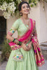 Wonderful Pista Green Zari Weaving Silk Festival Wear Lehenga Choli