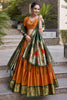 Alluring Orange Zari Weaving Paithani Silk Festival Wear Lehenga Choli