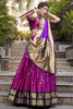 Amazing Pink Zari Weaving Jacquard Silk Wedding Wear Lehenga Choli