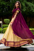 Astonishing Beige Zari Weaving Kanjivaram Traditional Half Saree Lehenga