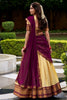 Astonishing Beige Zari Weaving Kanjivaram Traditional Half Saree Lehenga