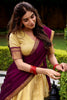 Astonishing Beige Zari Weaving Kanjivaram Traditional Half Saree Lehenga