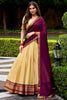 Astonishing Beige Zari Weaving Kanjivaram Traditional Half Saree Lehenga