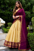 Astonishing Beige Zari Weaving Kanjivaram Traditional Half Saree Lehenga