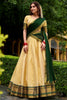 Lovable Beige Zari Weaving Kanjivaram Event Wear Half Saree Lehenga