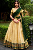 Lovable Beige Zari Weaving Kanjivaram Event Wear Half Saree Lehenga
