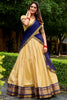 Charming Beige Zari Weaving Kanjivaram Festival Wear Half Saree Lehenga