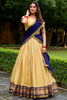 Charming Beige Zari Weaving Kanjivaram Festival Wear Half Saree Lehenga