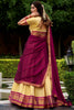 Dazzling Beige Zari Weaving Kanjivaram Half Saree Lehenga