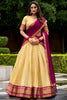 Dazzling Beige Zari Weaving Kanjivaram Half Saree Lehenga