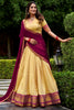 Dazzling Beige Zari Weaving Kanjivaram Half Saree Lehenga