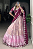 Astonishing Pink Zari Weaving Silk Traditional Half Saree Lehenga