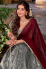 Spectacular Grey Zari Weaving Silk Onam Special Half Saree Lehenga