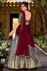 Spectacular Grey Zari Weaving Silk Onam Special Half Saree Lehenga