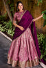Charming Pink Zari Weaving Silk Event Wear Half Saree Lehenga