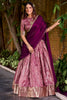 Charming Pink Zari Weaving Silk Event Wear Half Saree Lehenga