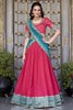 Adorable Blush Pink Zari Weaving Border Vichitra Silk Half Saree Lehenga