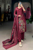 Captivating Maroon Floral Printed Silk Office Wear Palazzo Suit